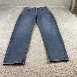 American Eagle Mom Jeans Blue Medium Wash High Rise Stretch Denim Womens Size 8